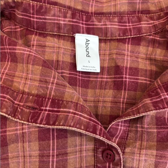 NWT Abound Plaid Button-Up Shirt Red Tan Jo Size Small - Picture 3 of 6